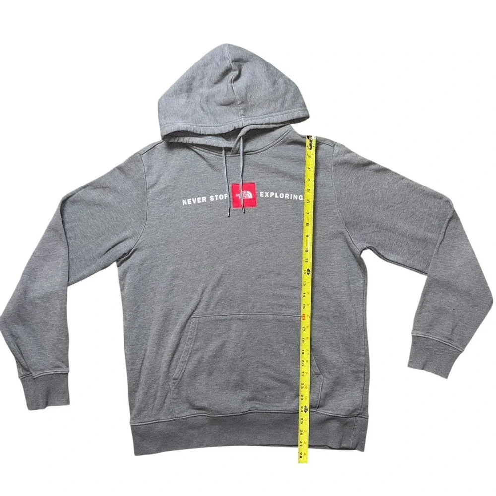 The‎ North Face Mens Gray Red Never Stop Exploring Logo Hoodie/Sweatshirt Sz L